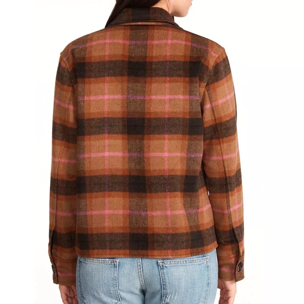 BB Dakota Steve Madden Cashew Plaid Boxy Shacket - Picture 2 of 5